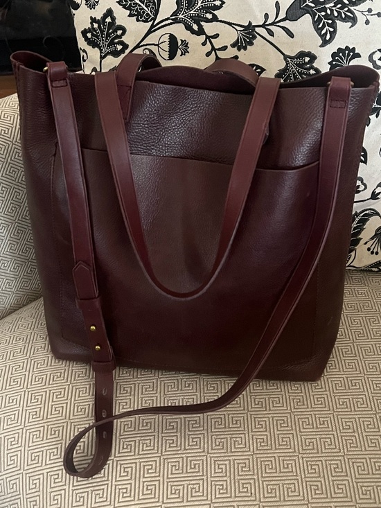 Madewell Handbags - MADEWELL leather transport tote w/ crossbody strap shoulder bag purse mahogany